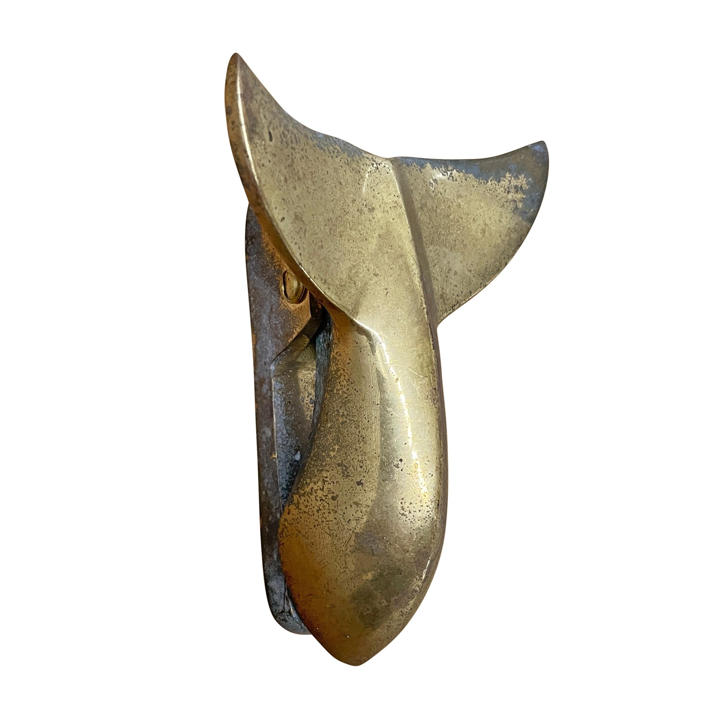 American Bronze Whale Tail Doorknocker In Good Condition In Chicago, IL