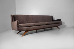 American brown velvet sofa
