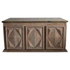 American Brutalist Midcentury Sideboard With Facetted Panels In Relief, 1970s