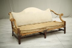 American c.1930's Camel Backed Sofa with Fret Work Stretcher