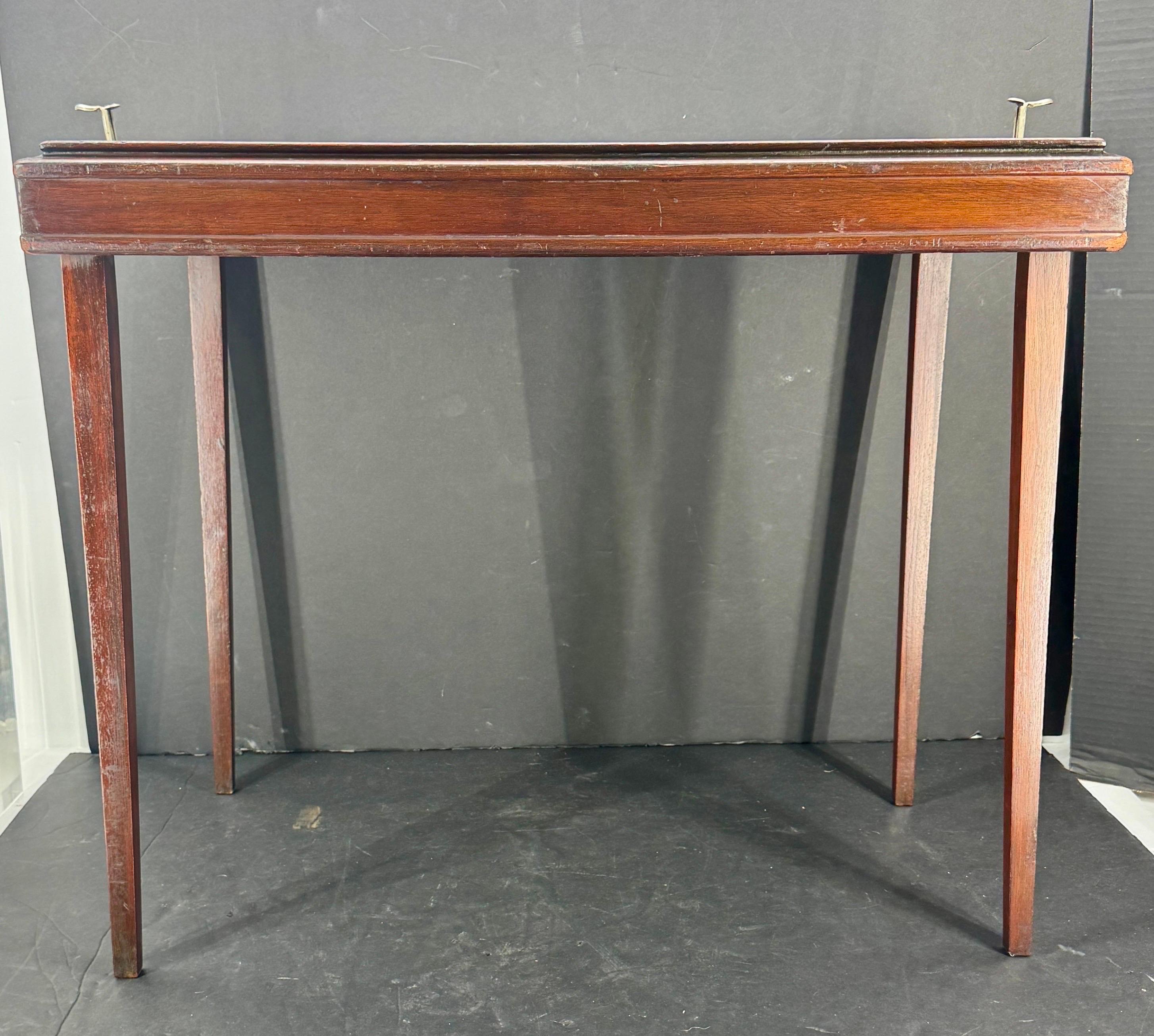Mid-Century Modern American Campaign Style Mahogany Collapsing Tray Table
