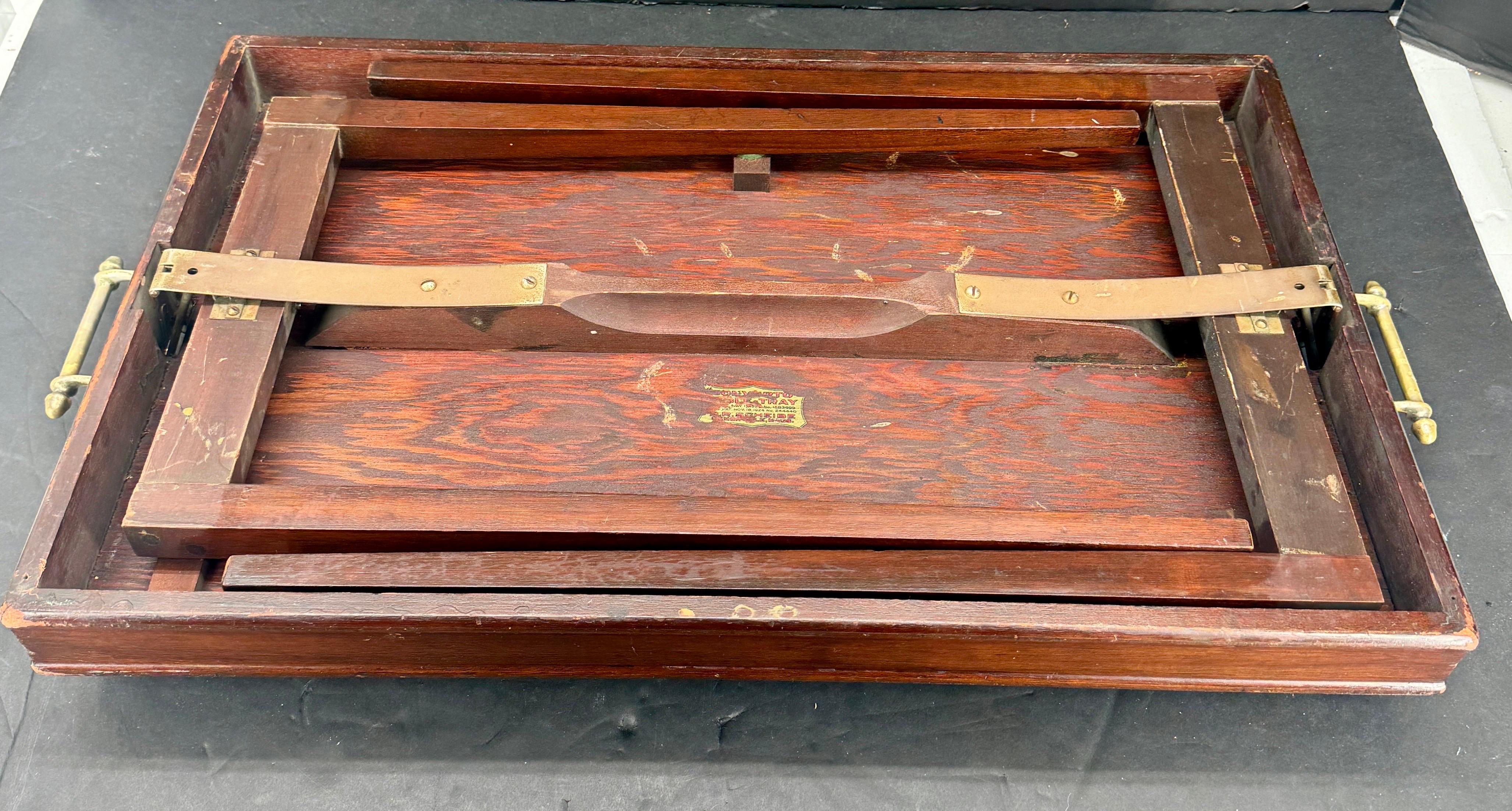 Wood American Campaign Style Mahogany Collapsing Tray Table