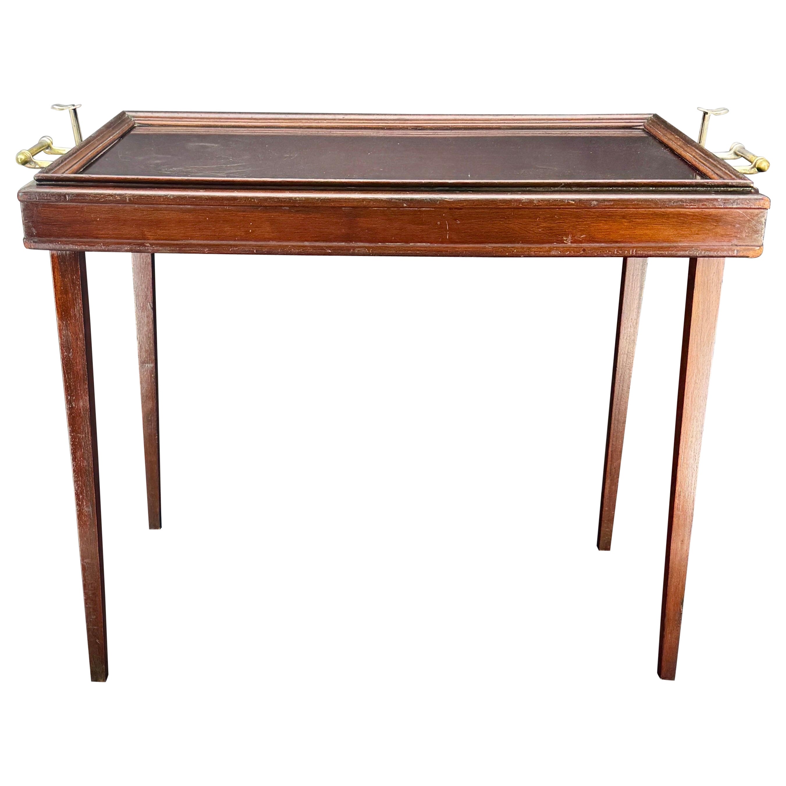 American Campaign Style Mahogany Collapsing Tray Table