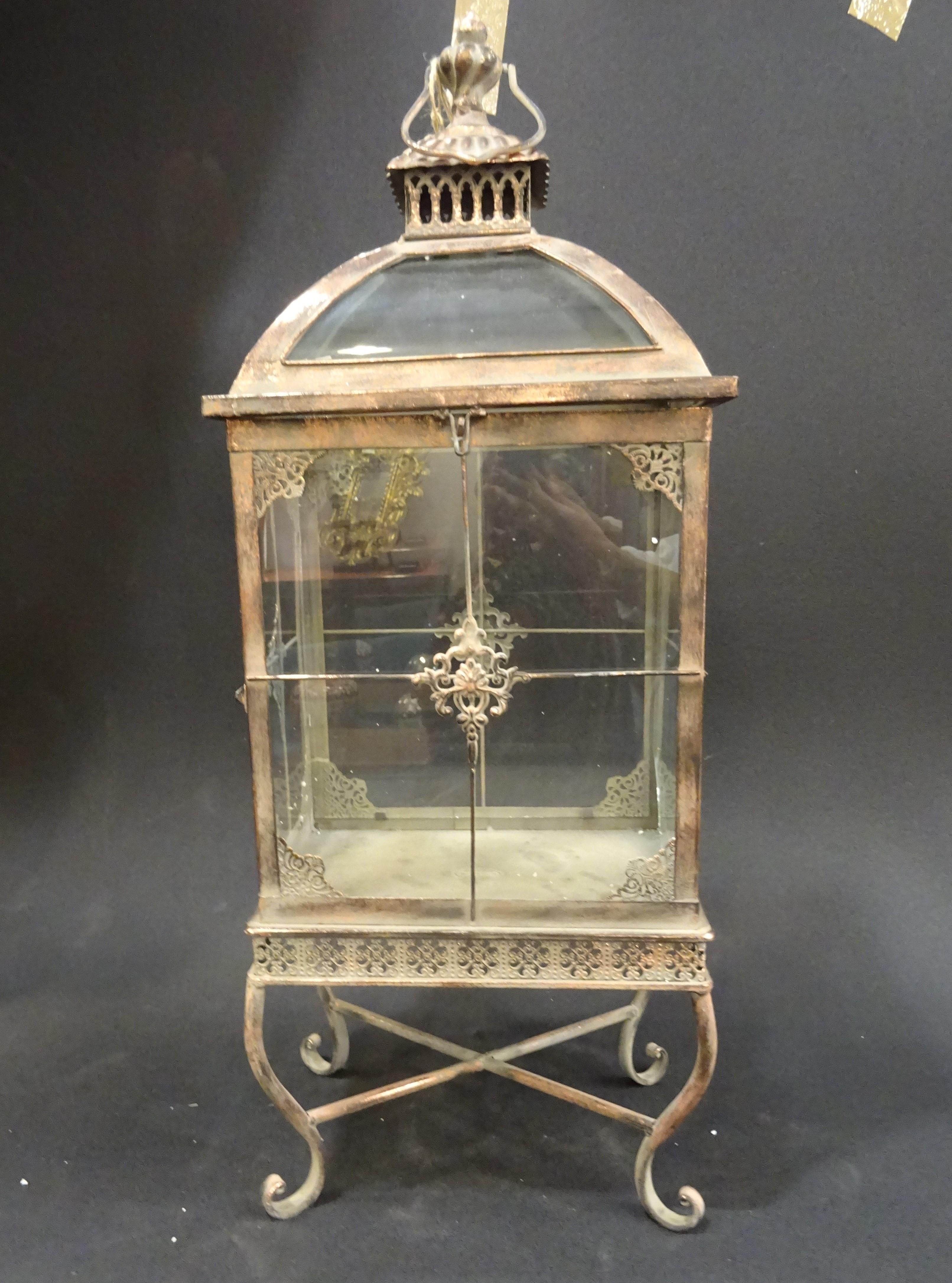 Louis XV American Candlesick in Copper Finish Metal, Floral Filigri Work, Zaer LTD EEUU