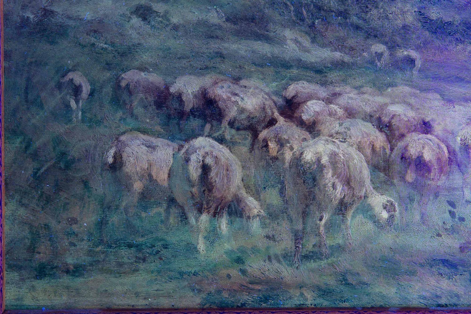 Carleton Wiggins Pintura impresionista Barbizon Paisaje Ovejas en venta 11