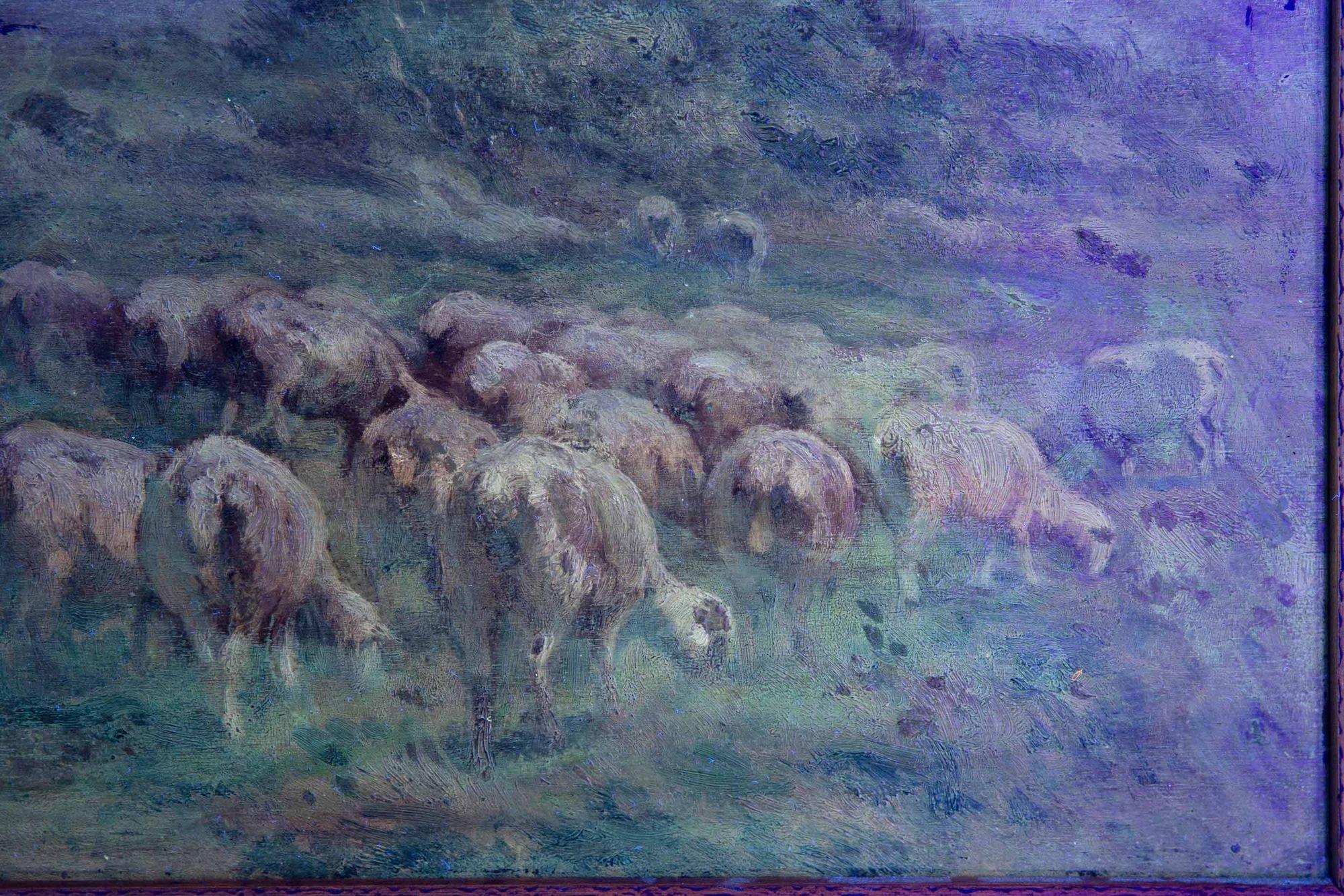 Carleton Wiggins Pintura impresionista Barbizon Paisaje Ovejas en venta 12