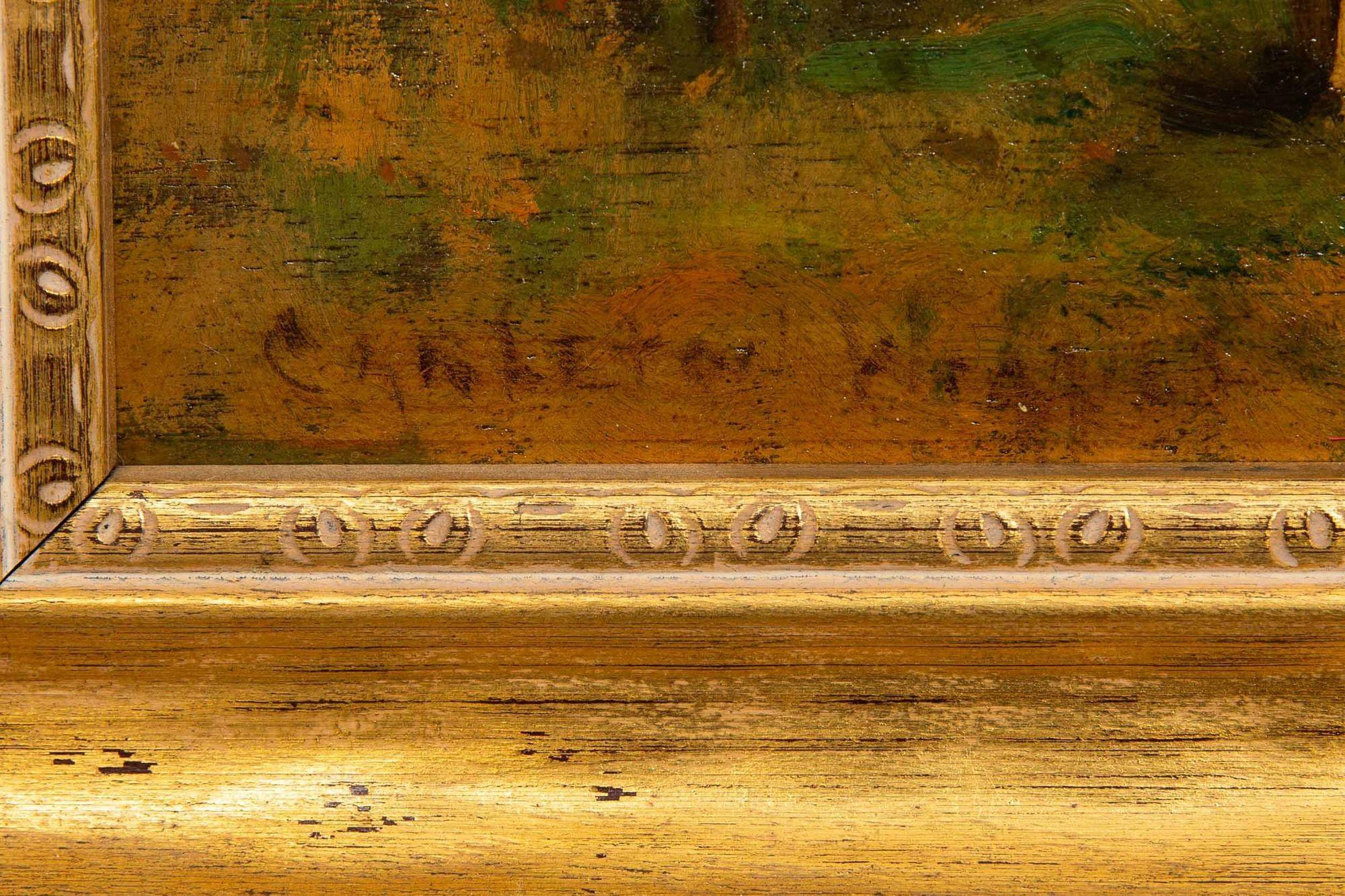 Carleton Wiggins Pintura impresionista Barbizon Paisaje Ovejas en venta 3