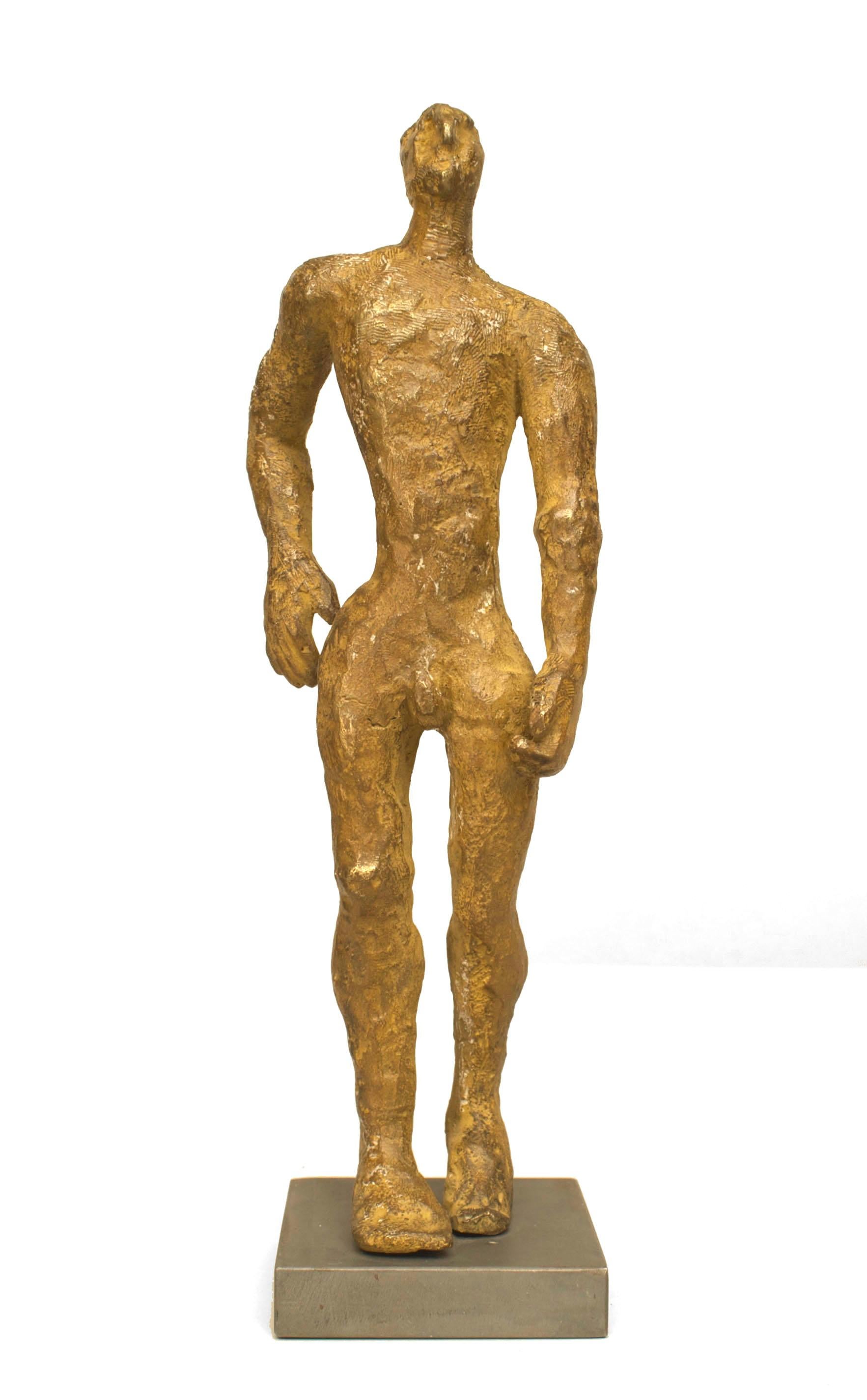 Patinated American Post-Modern Bronze Figure Sculpture