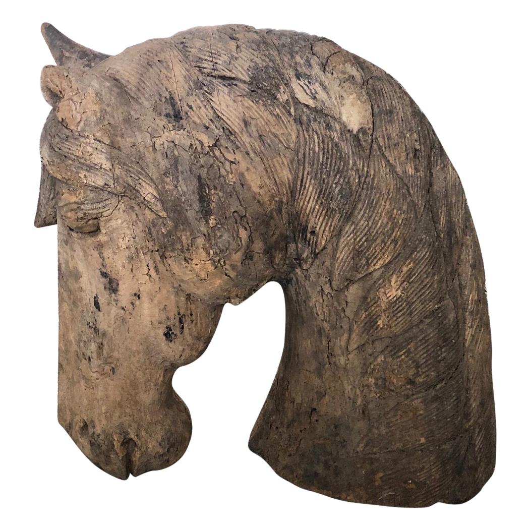 American Carousel Carved Horse Head, circa 1890