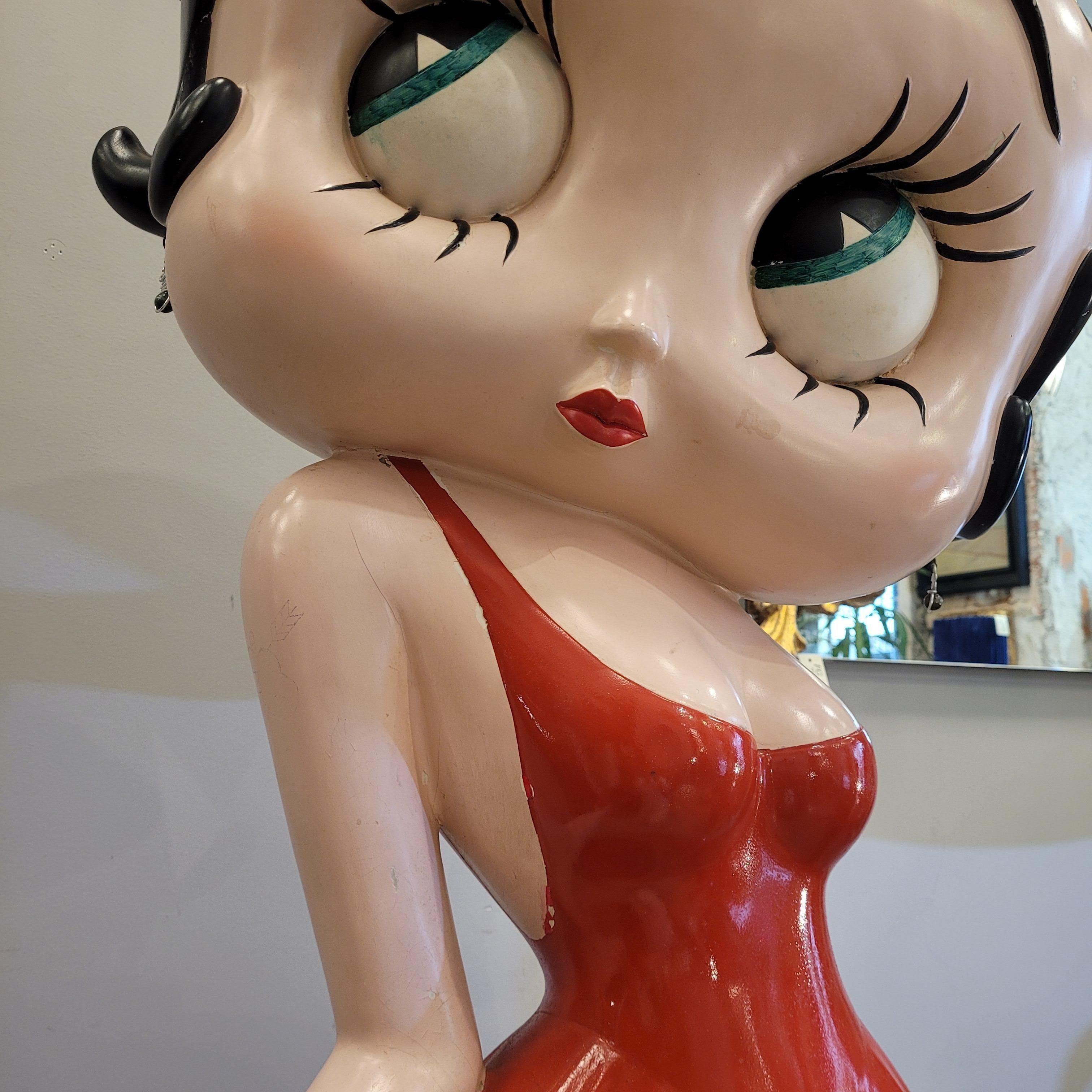 Hand-Crafted American Cartoon red Betty Boo fiberglass  sculpture , 70s