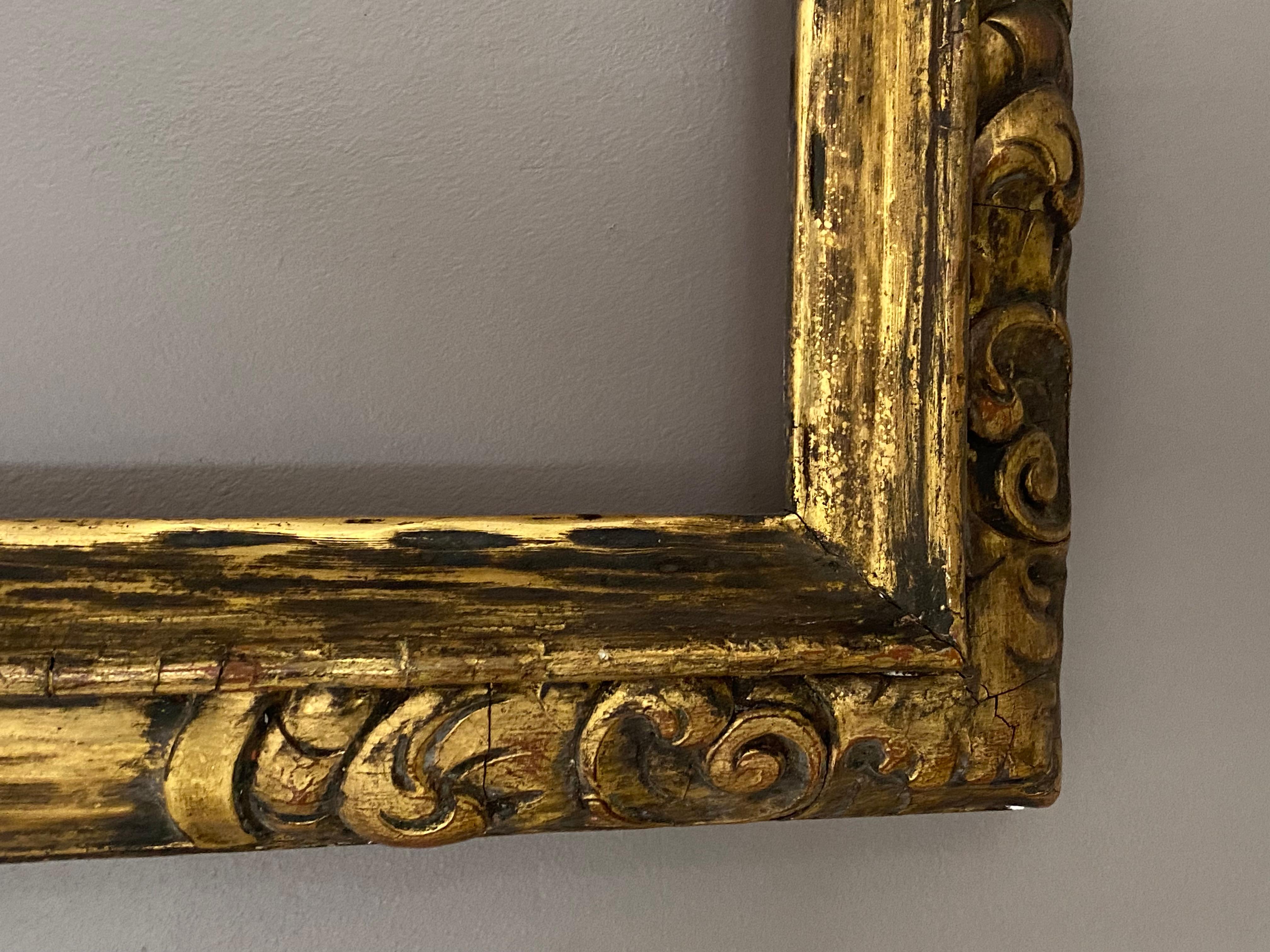 Arts and Crafts American Carved and Metal Leaf Picture Frame, Newcomb Macklin, circa 1925 For Sale