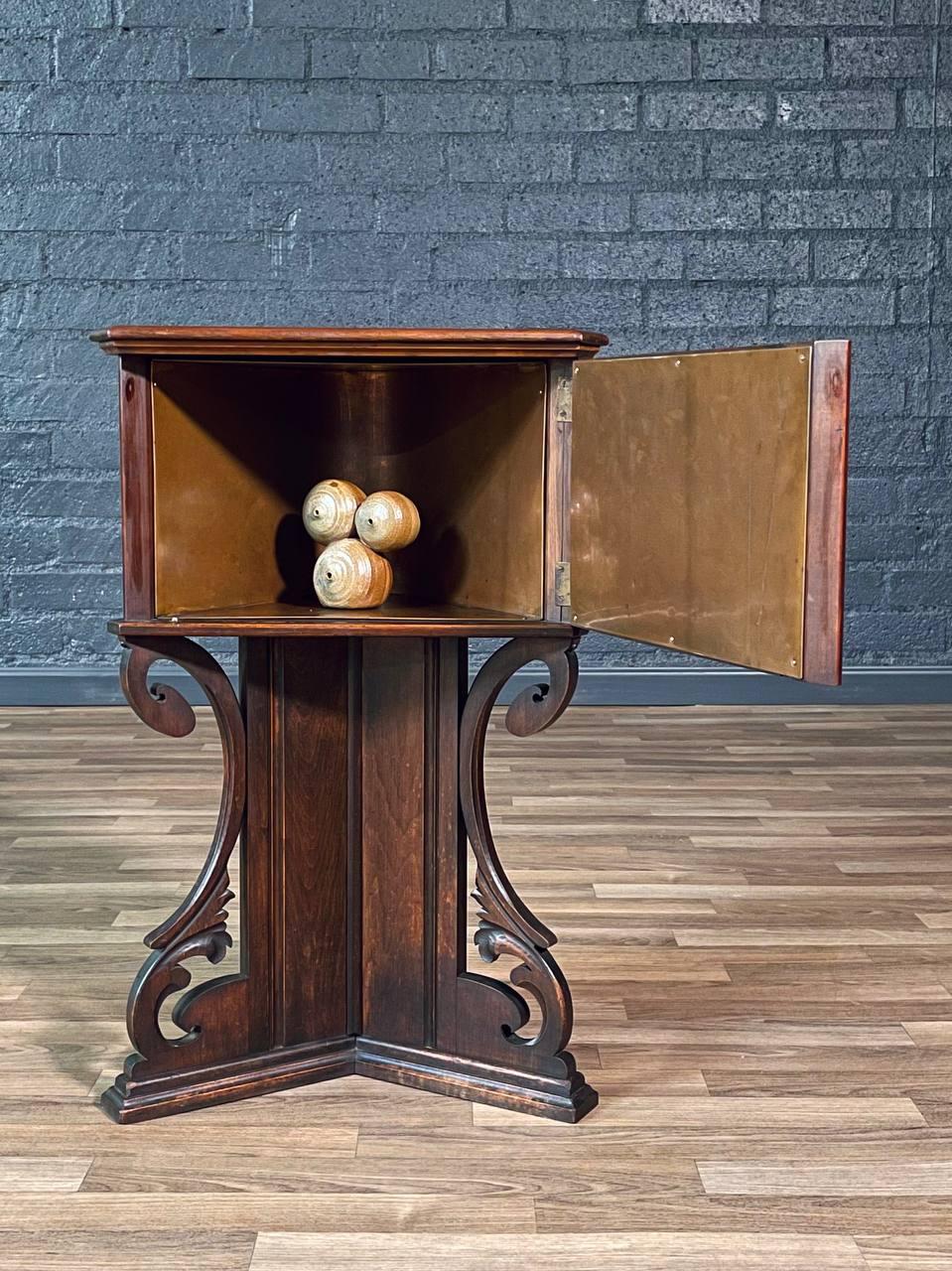 Victorian American Carved Mahogany Smoking / Humidor Cabinet w/ Copper Lining For Sale