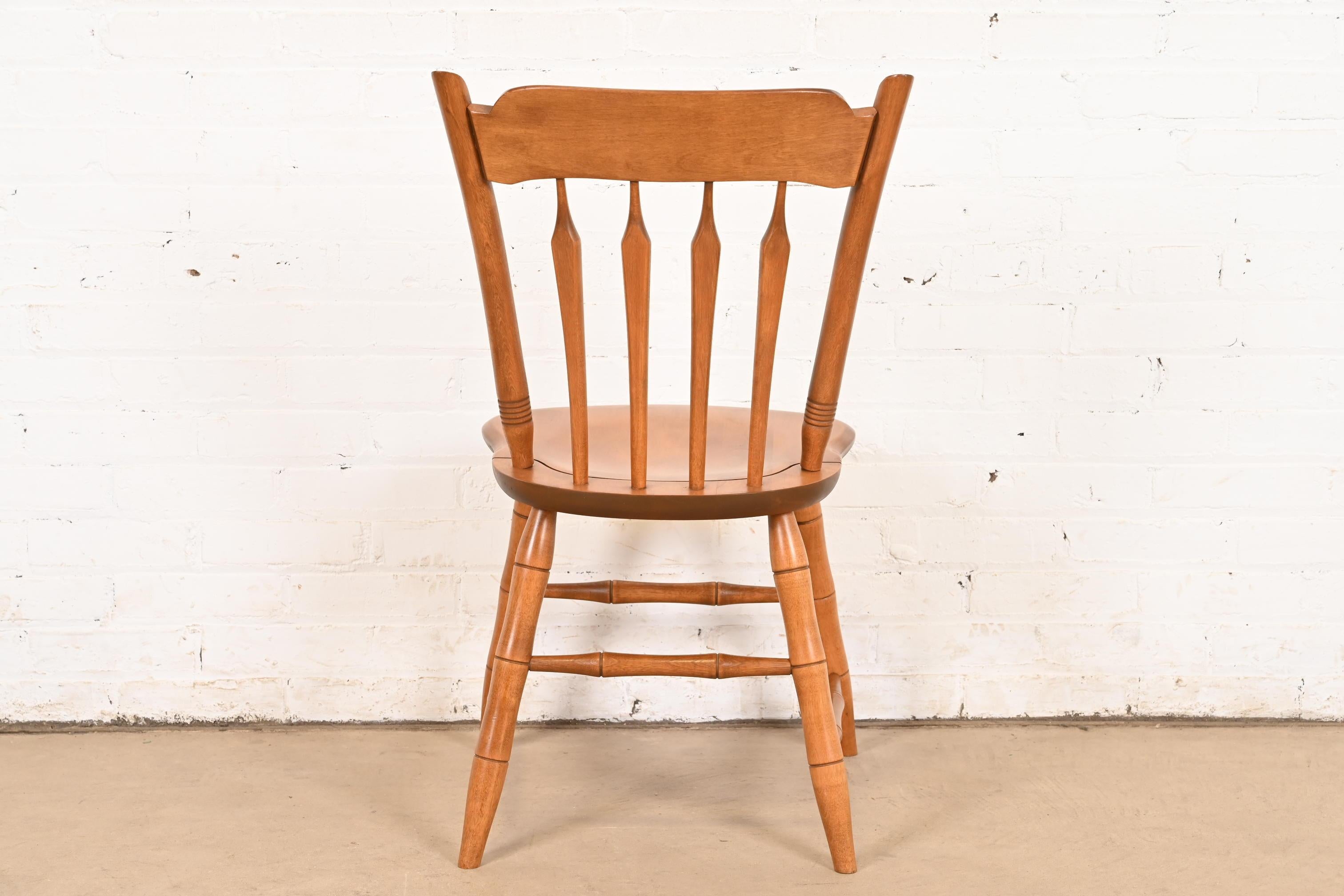 American Carved Solid Maple Spindle Back Side Chair or Desk Chair For Sale 6