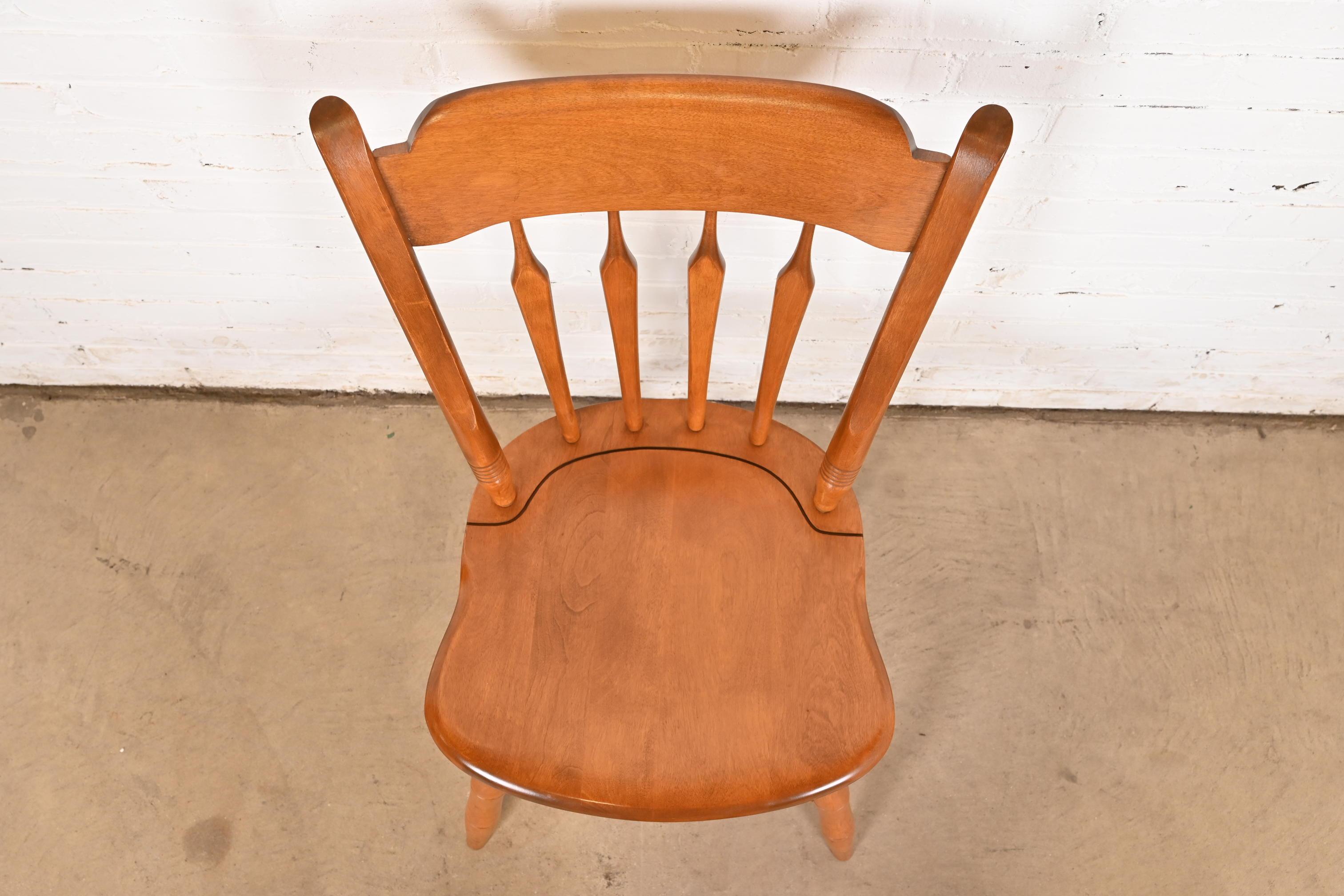 American Carved Solid Maple Spindle Back Side Chair or Desk Chair For Sale 1