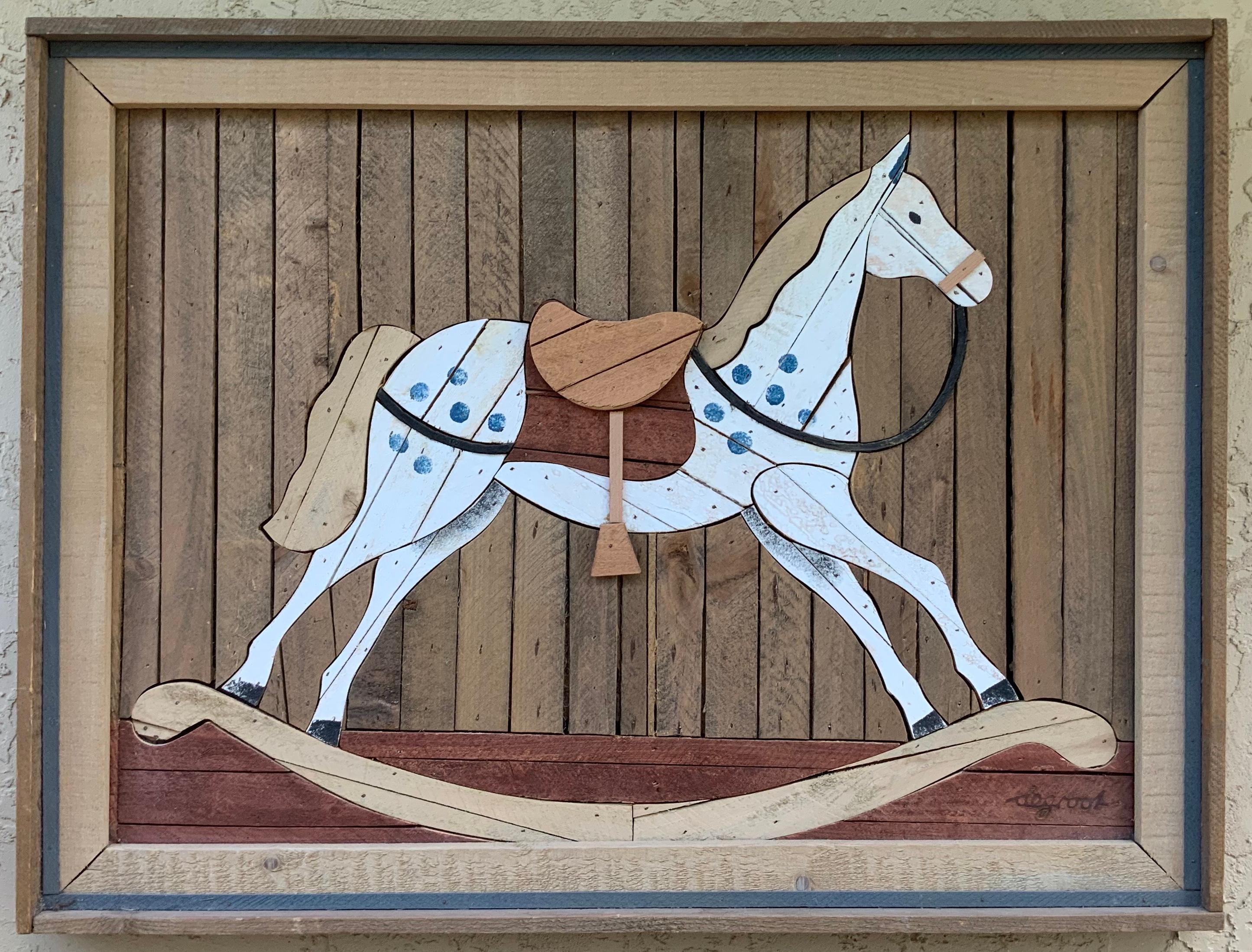American Carved Wood Wall Hanging Rocking Horse 4