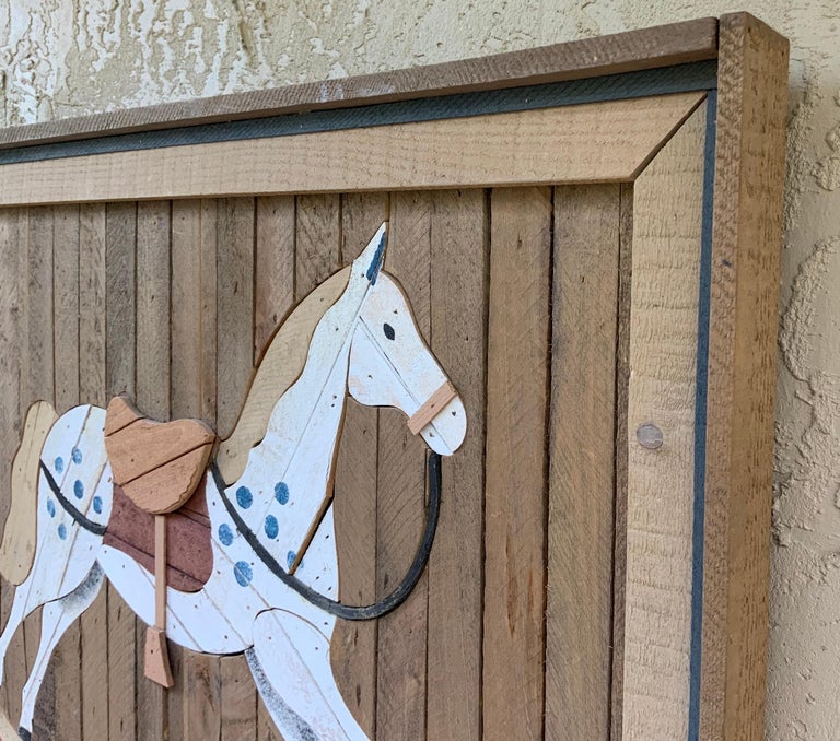 American Carved Wood Wall Hanging Rocking Horse at 1stDibs
