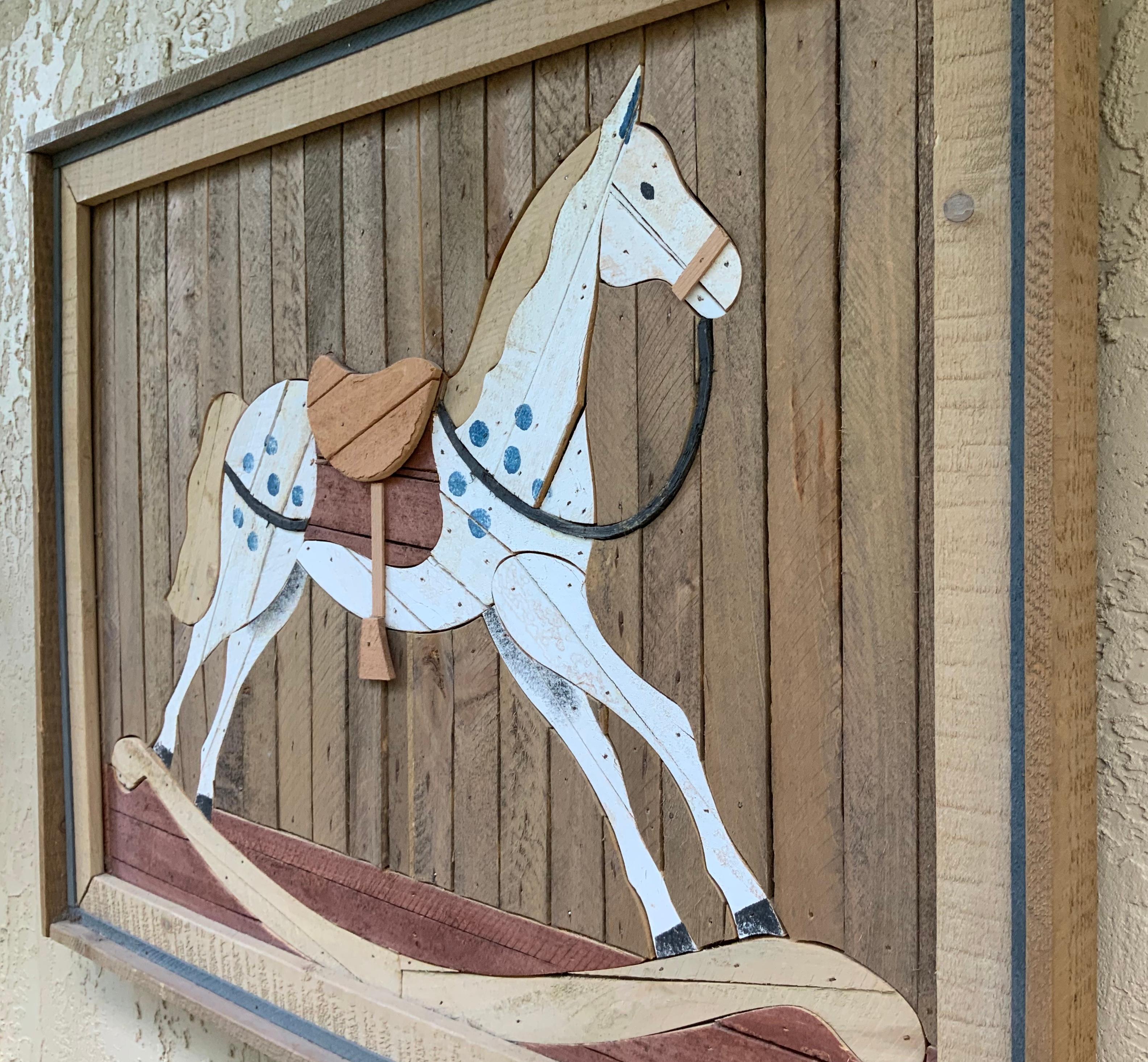 American Carved Wood Wall Hanging Rocking Horse 7