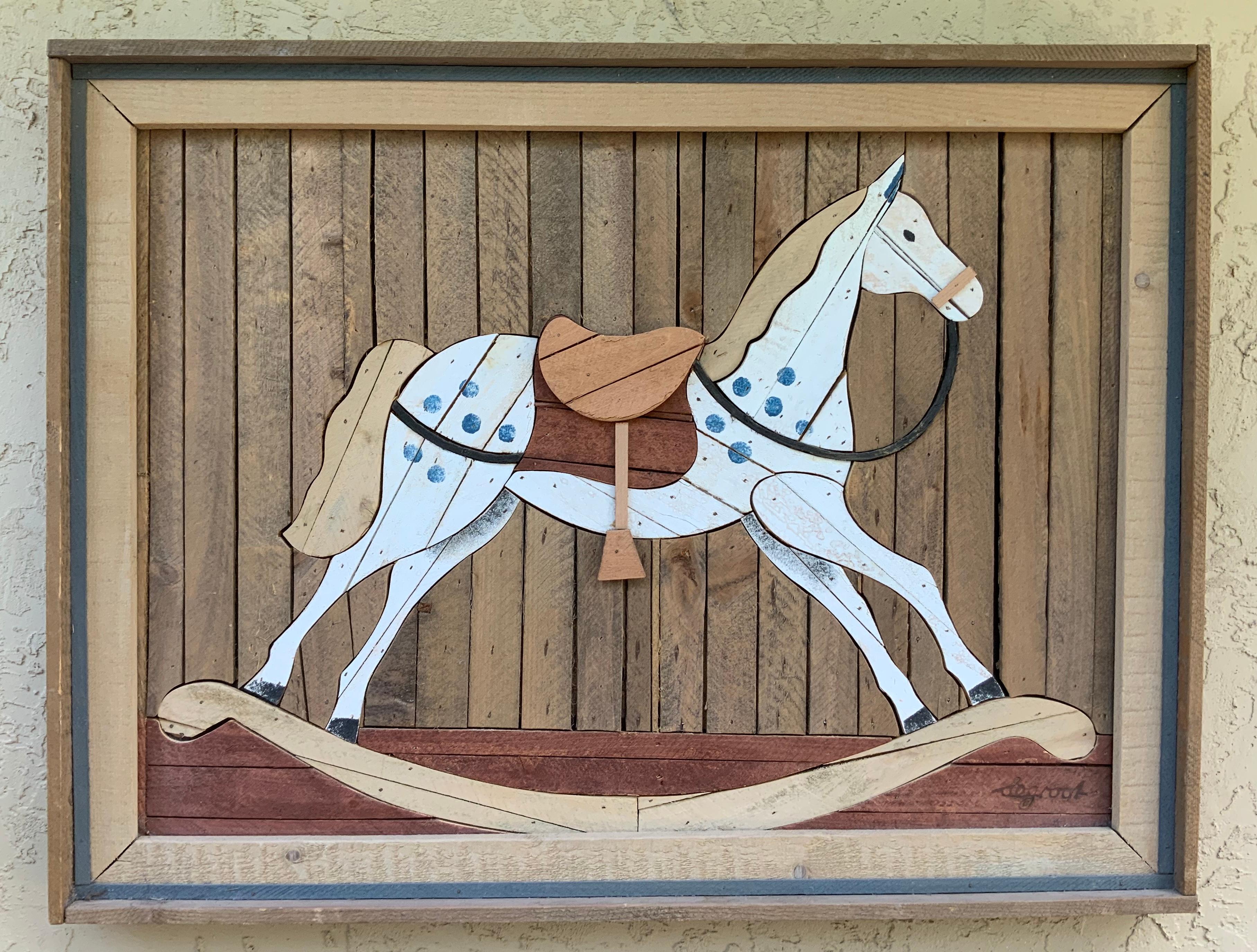 American Carved Wood Wall Hanging Rocking Horse 9