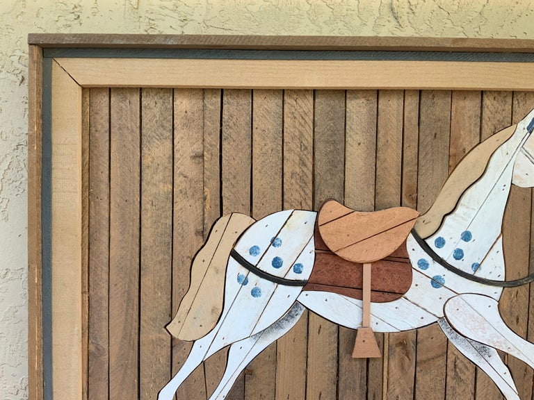 American Carved Wood Wall Hanging Rocking Horse at 1stDibs