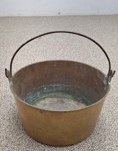 American Cast Brass and Forged Iron Handled Pail Bucket, Circa 1860s