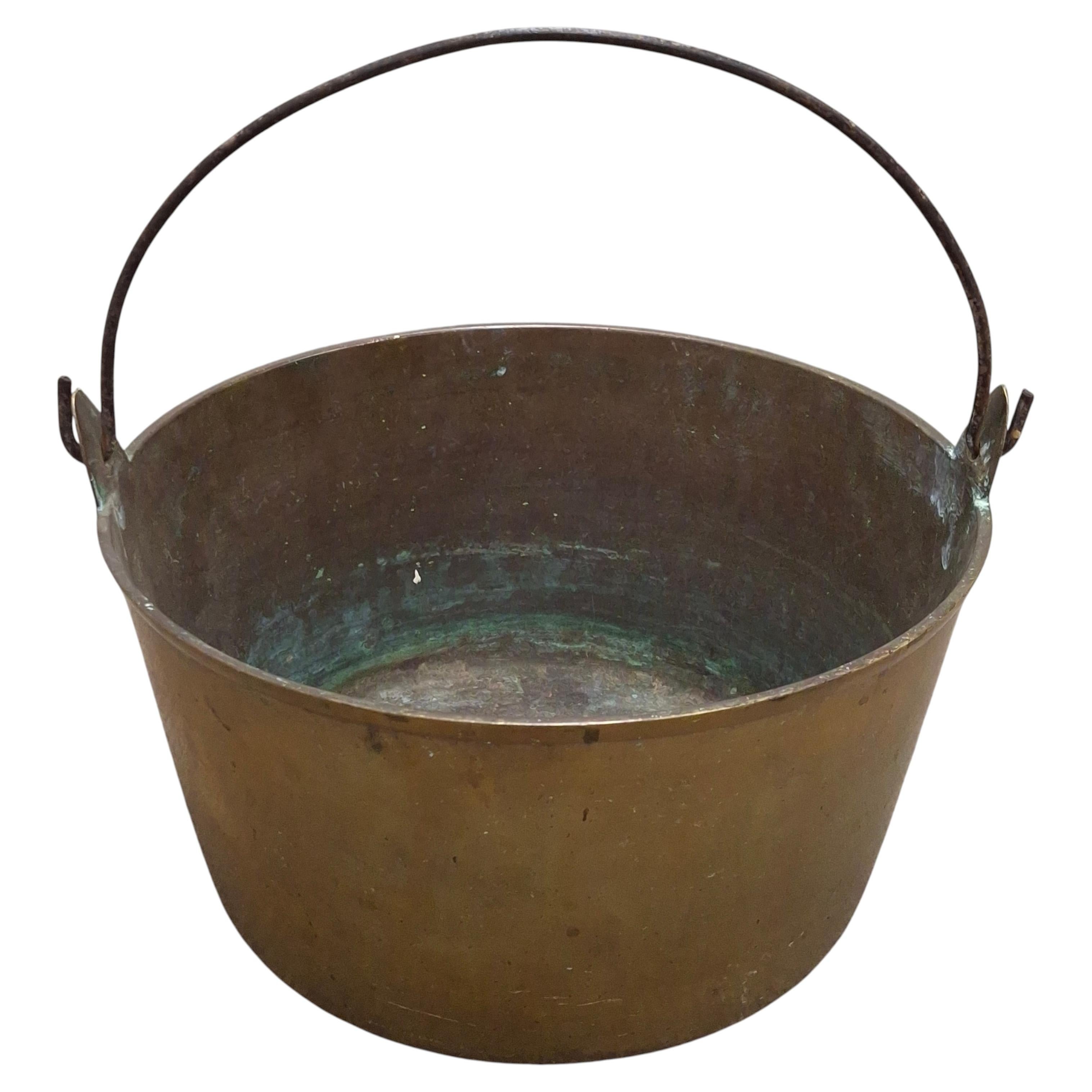 American Cast Brass and Forged Iron Handled Pail Bucket, Circa 1860s