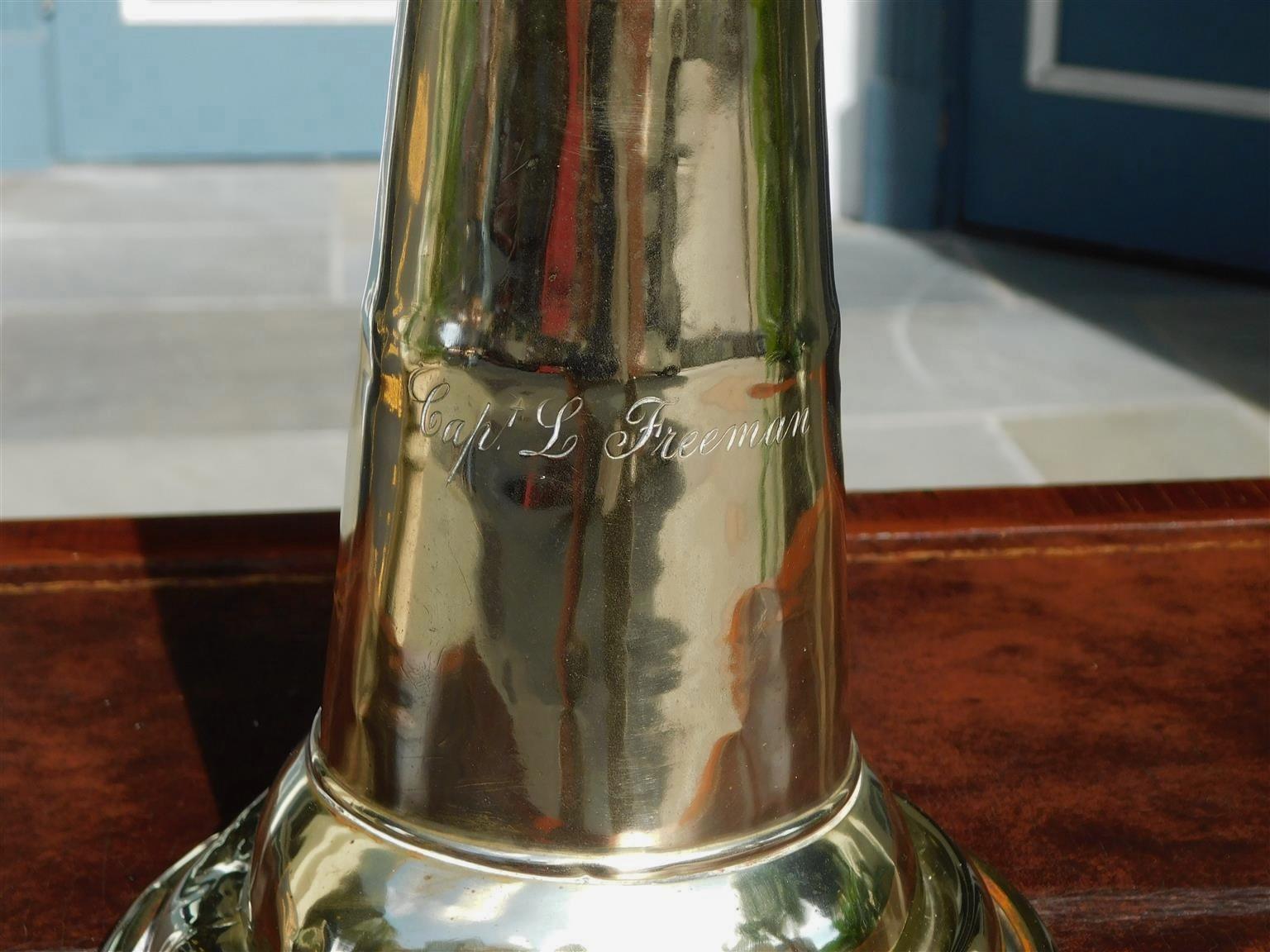 Empire américain Trumpet de yacht américain gravé en laiton coulé, datant d'environ 1830 en vente