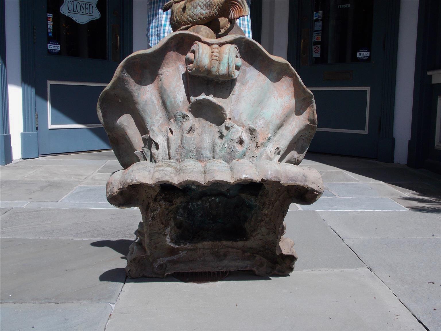 American Cast Bronze Garden Fountain with Figural Boy Holding Koi Fish. C. 1870 For Sale 2