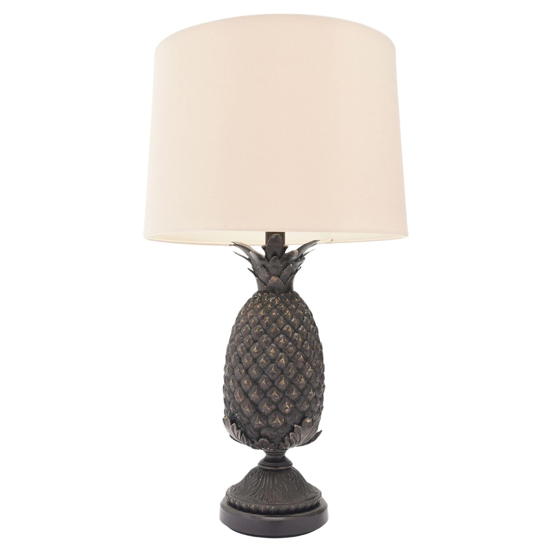 American cast bronze pineapple form table lamp, 1950's