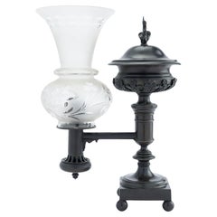 Amerikanische einarmige argand-Lampe und Schirm aus Bronzeguss, 1810-15