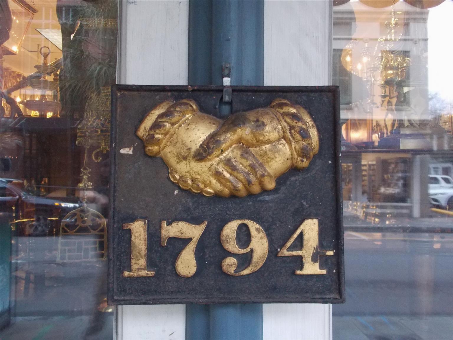 American cast iron and gilt fire society marker. Baltimore, early 19th century
Markers were placed on homes to prove coverage of fire insurance.