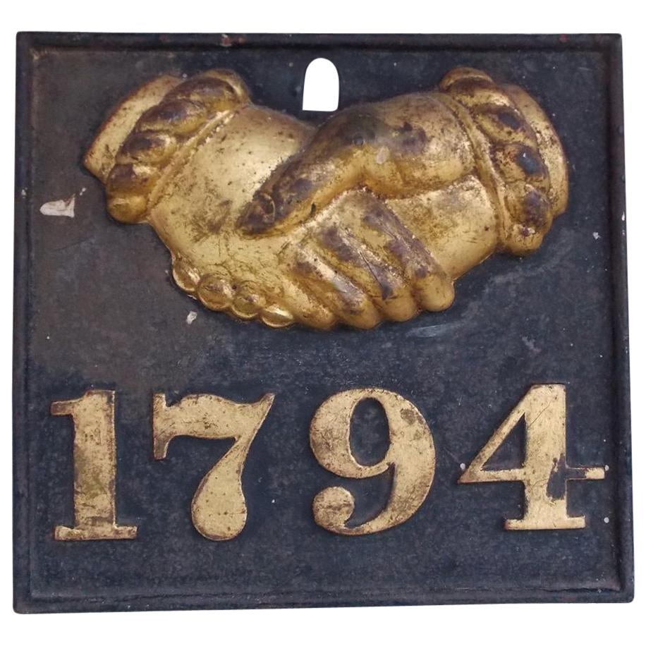 American Cast Iron and Gilt Fire Society Marker, Baltimore, C. 1830 For Sale