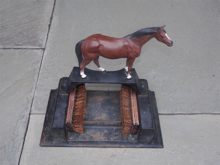 American Cast Iron and Painted Horse Boot Scraper with Wood Brushes, Circa 1860 at 1stDibs