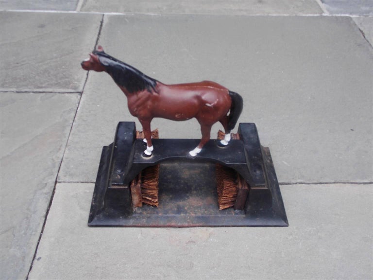 American Cast Iron and Painted Horse Boot Scraper with Wood Brushes, Circa 1860 at 1stDibs