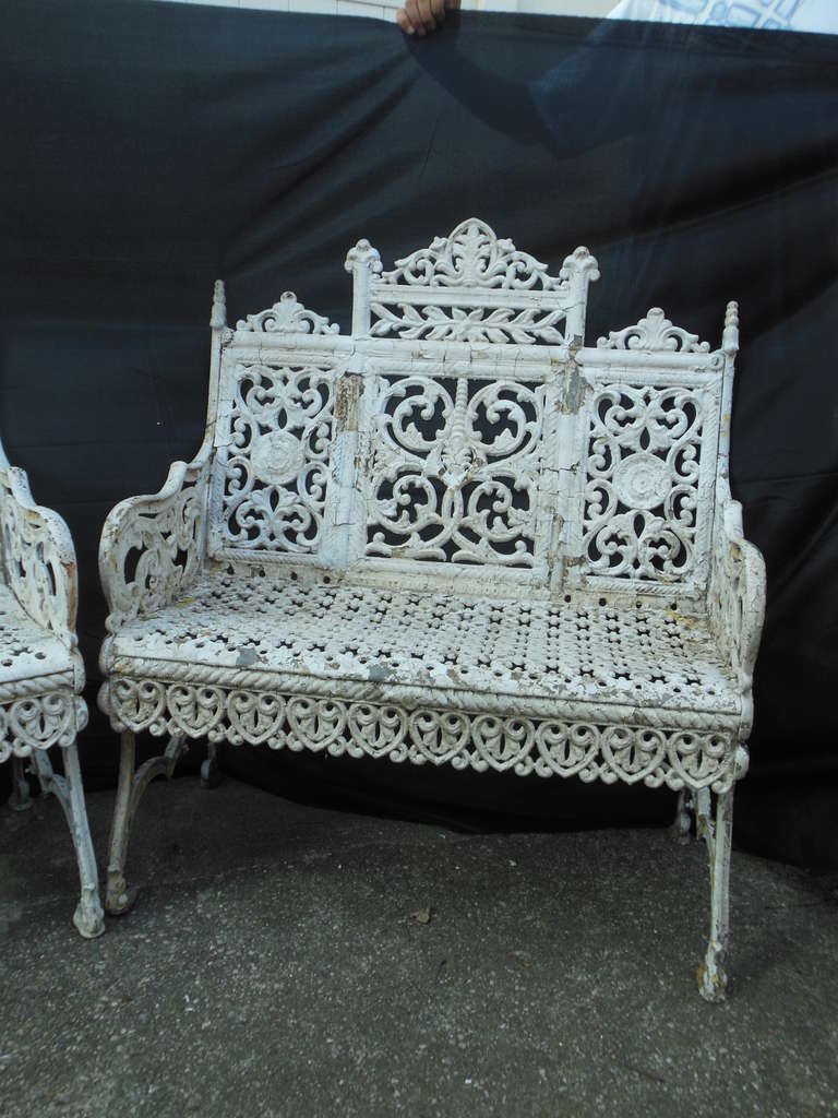 19th Century American Cast Iron Benches by Timmes, Brooklyn, NY For Sale