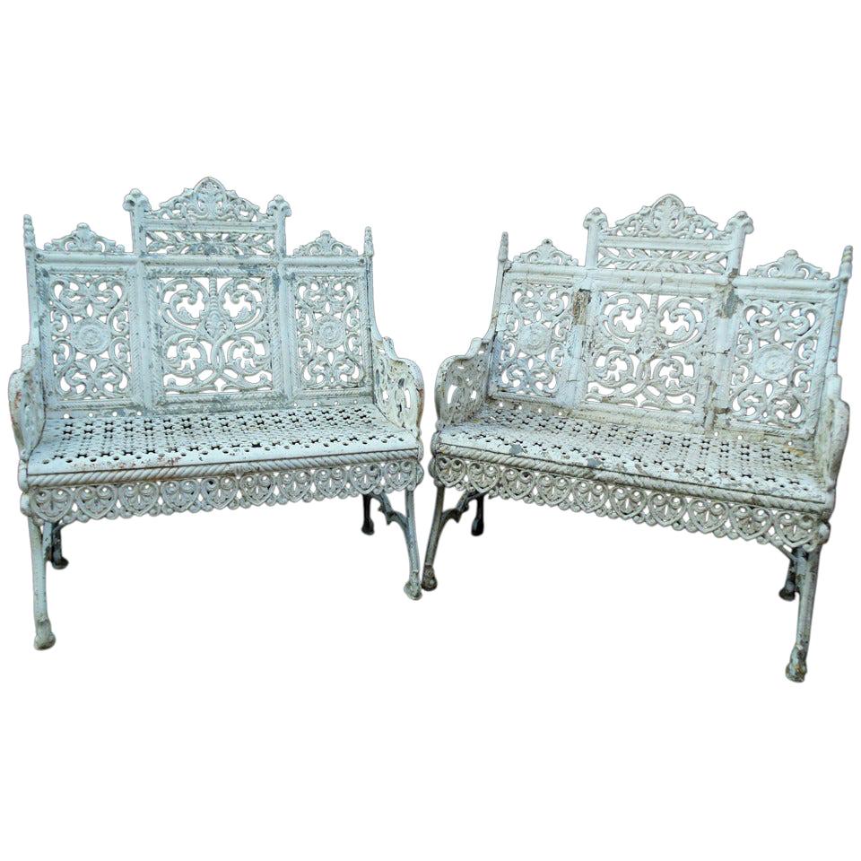 American Cast Iron Benches by Timmes, Brooklyn, NY For Sale
