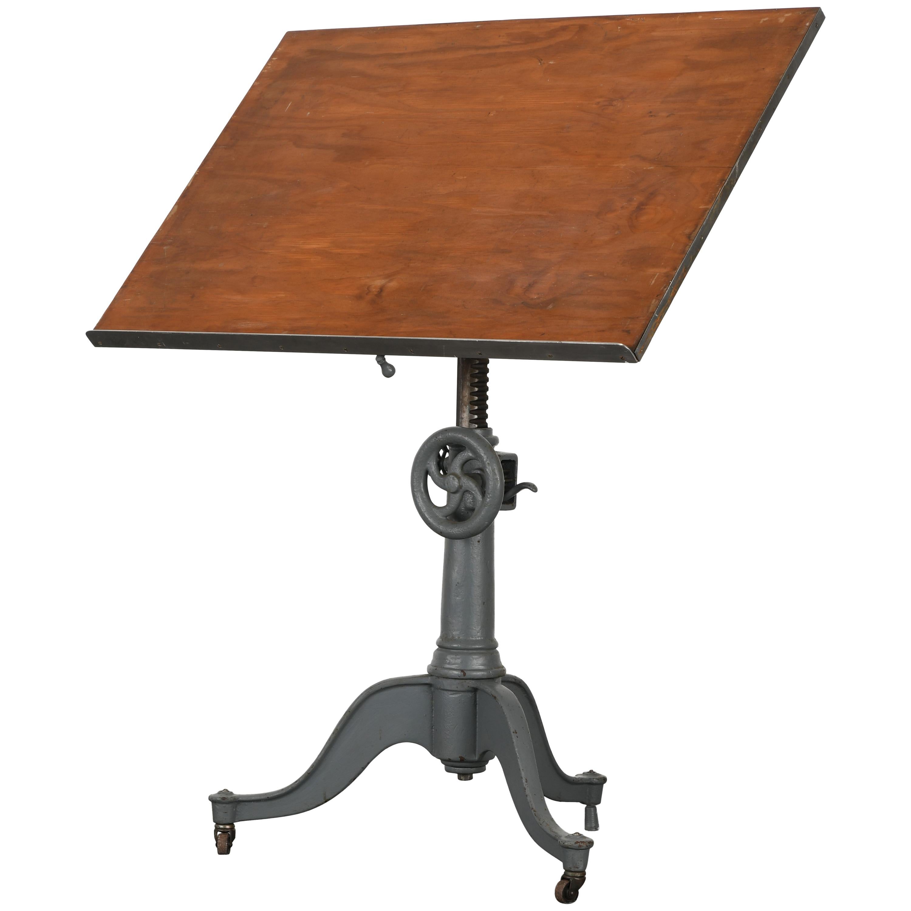 Antique Cast Iron Adjustable Drafting Table at 1stdibs