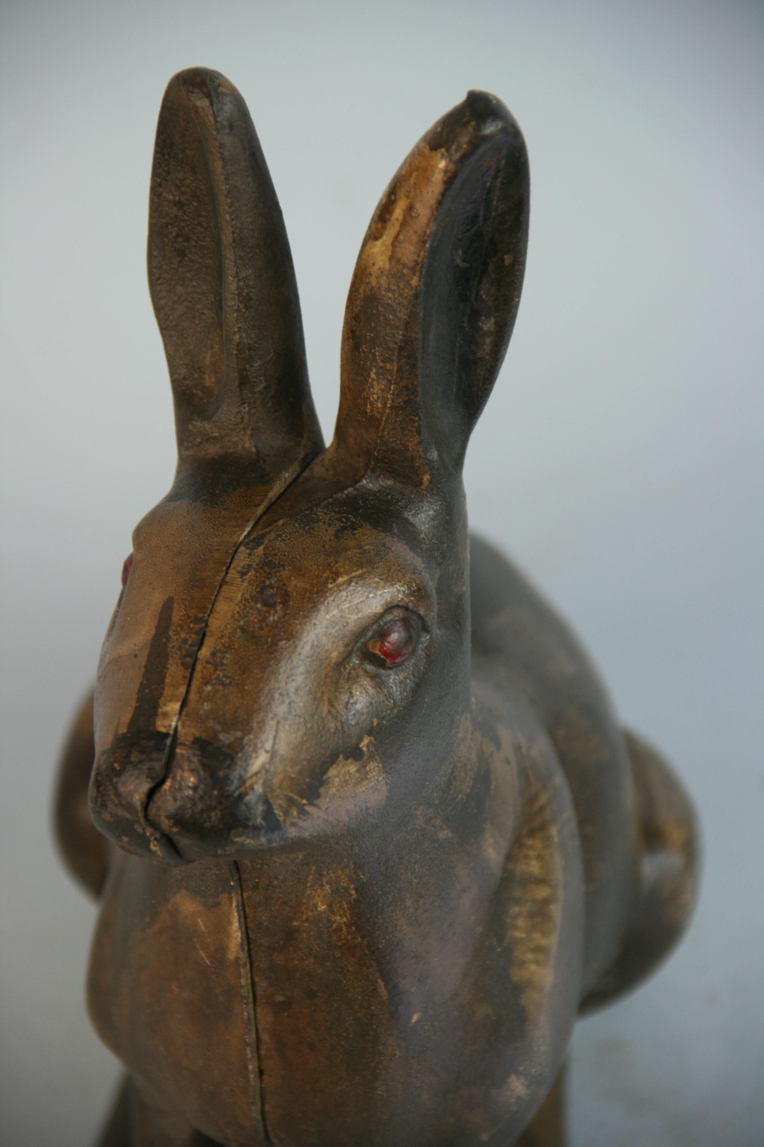 American Cast Iron Large Scale Garden Rabbit Ornament/Door Stop 1960's 3