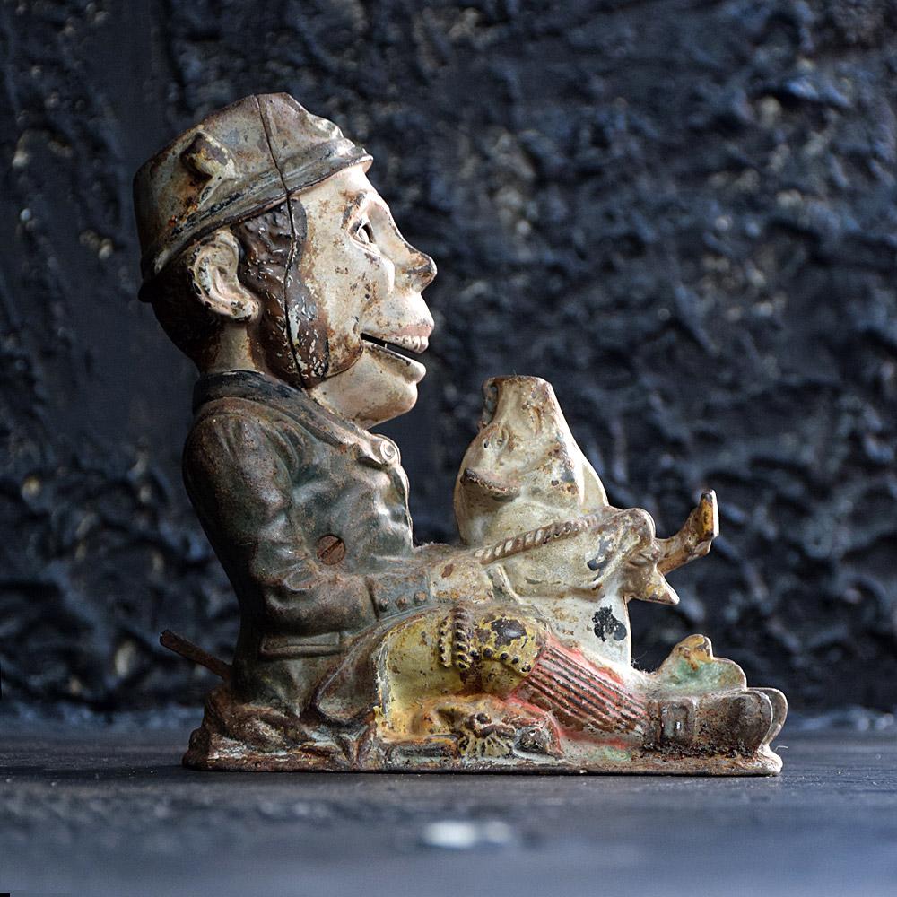 Hand-Carved American Cast Iron Mechanical Bank “Paddy and the Pig” By J&E Stevens