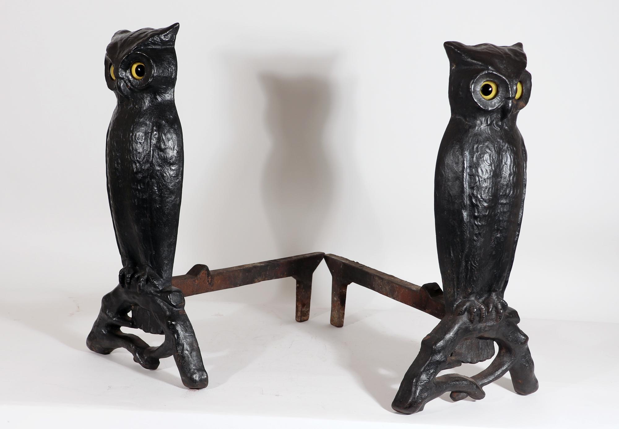 owl fireplace andirons