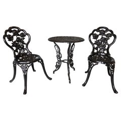 American Cast Iron Rose Garden Bistro Set, Mid-20th Century