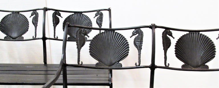 American Cast Iron Sea Horse and Scallop Shell Design Garden Benches at ...