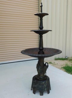 American Cast Iron Three Tiered Fountain w/ Flanking Swans, Fiske / Mott C. 1860
