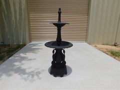 American Cast Iron Two Tiered Fountain with Flanking Swans, Fiske / Mott, C 1870