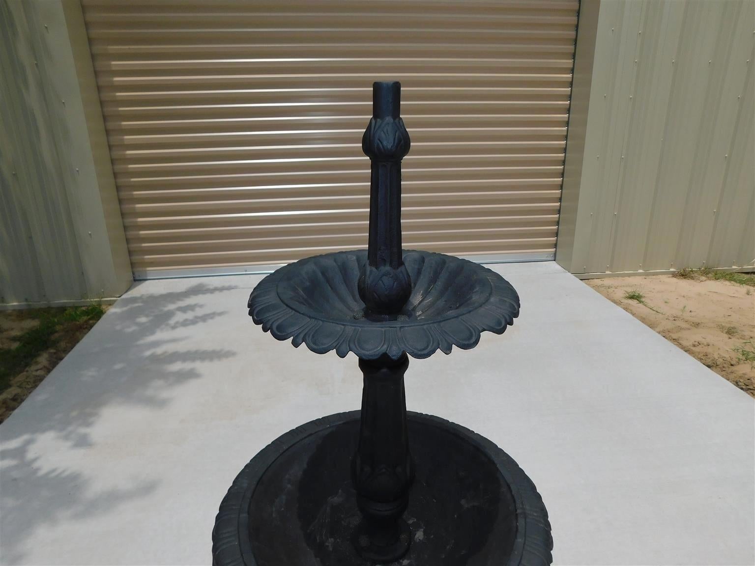 Late 19th Century American Cast Iron Two Tiered Fountain with Flanking Swans, Fiske / Mott, C 1870 For Sale
