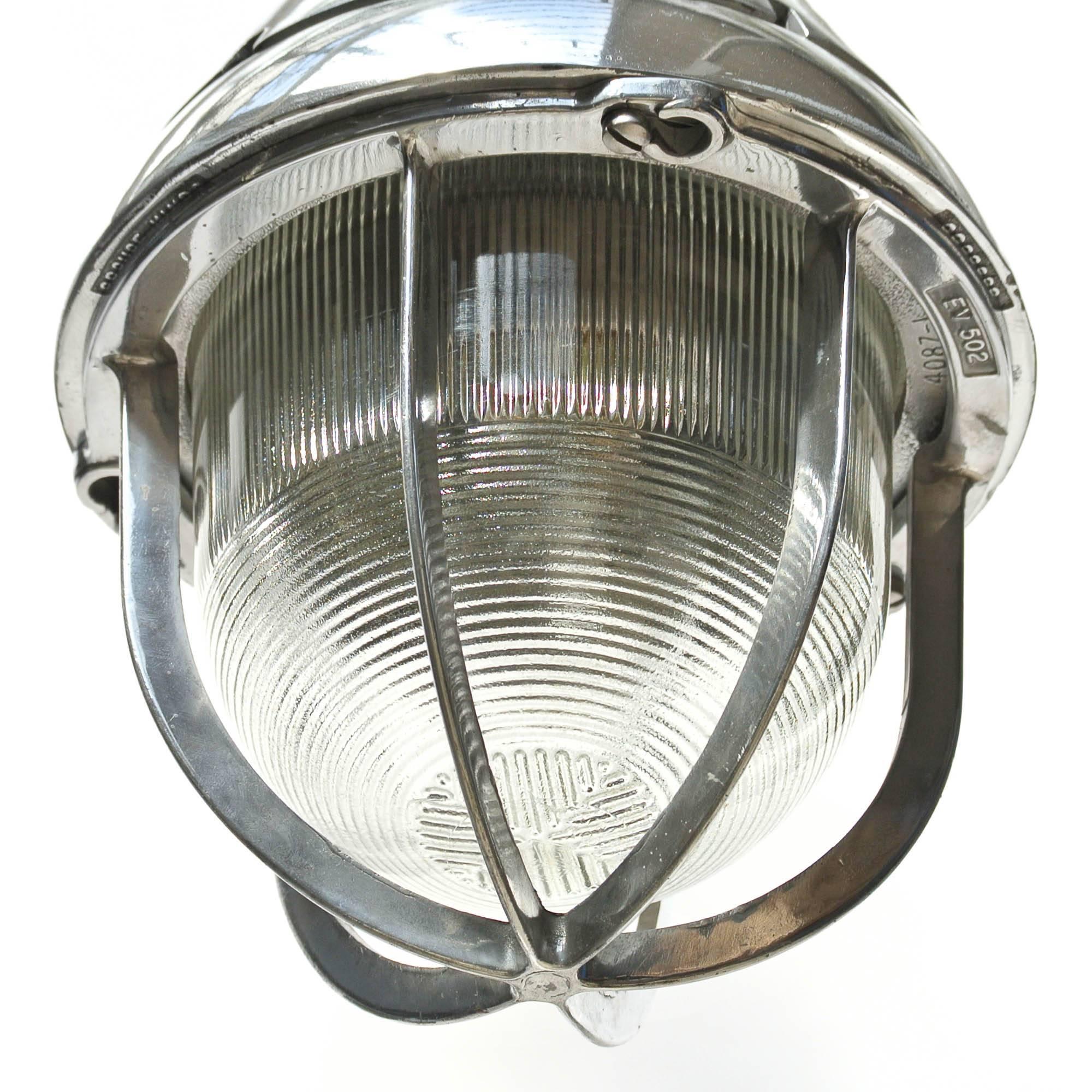 Mid-20th Century American ceiling Lamp in Polished Aluminium, circa 1950-1959