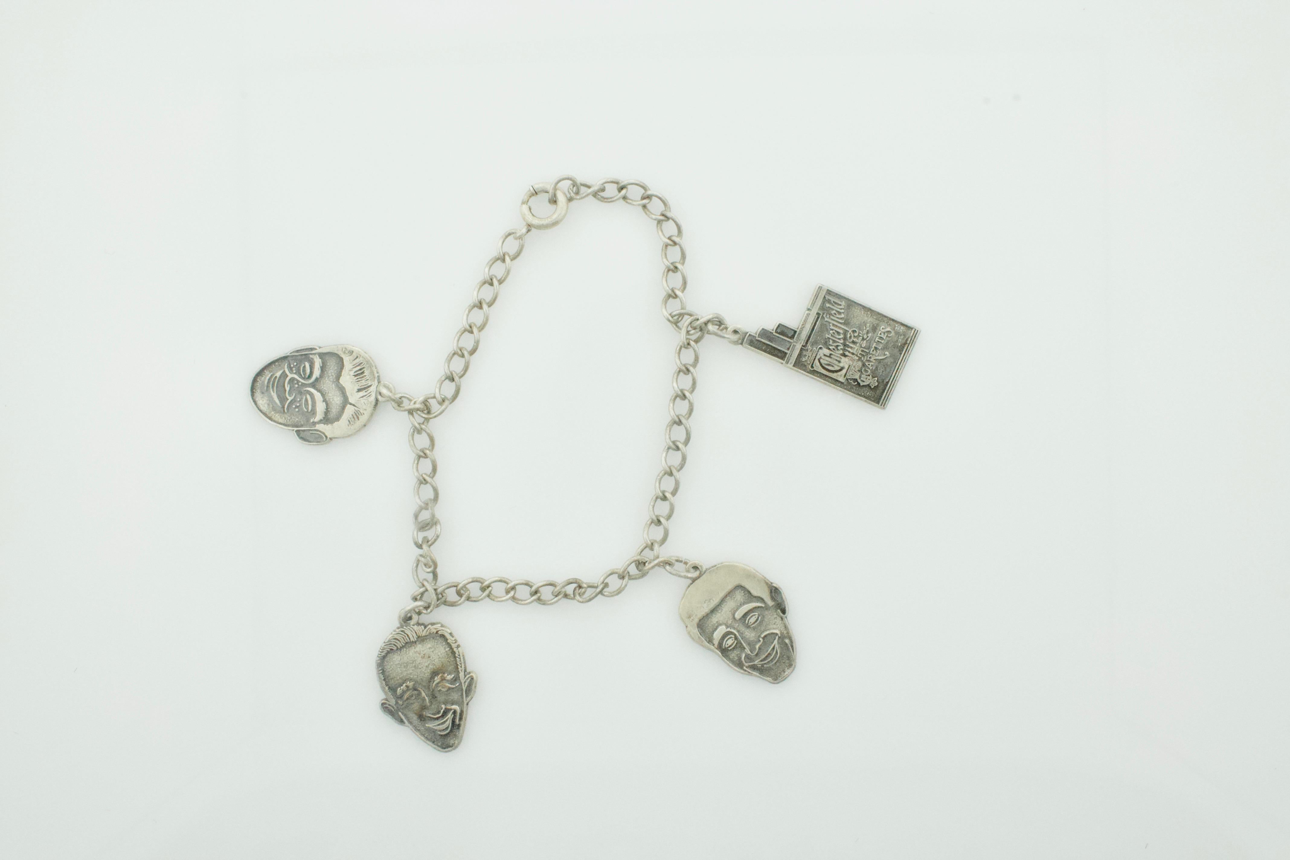 American Celebrity Charm Bracelet in Sterling Silver 7 Inches in Length  
National Association of Tobacco Distributors. Every year they held a convention and in 1950 the convention was held in Chicago. This cigarette pack charm was on the chain with