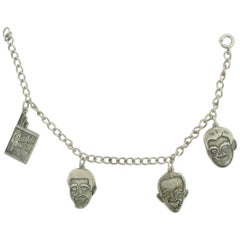 Vintage American Celebrity Charm Bracelet in Sterling Silver Circa 1950