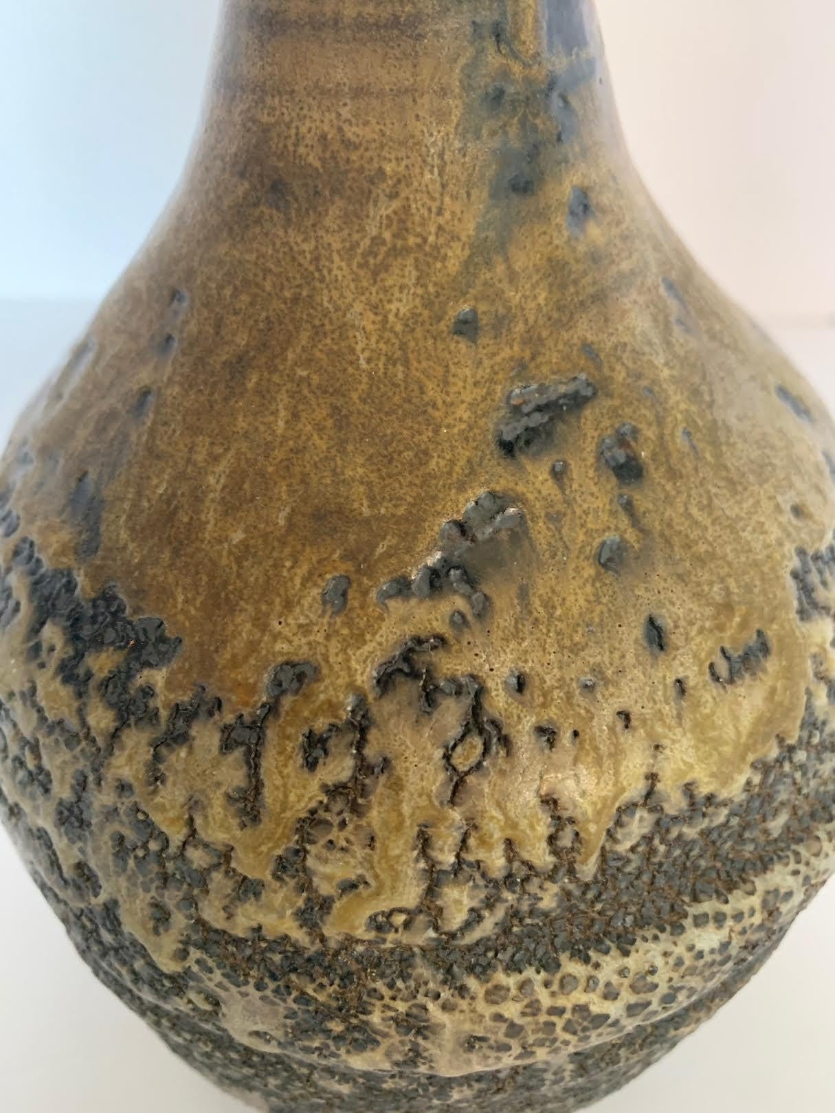 Gold and Dark Brown Stoneware Vase, American Ceramic Artist Peter Speliopoulos In New Condition In New York, NY