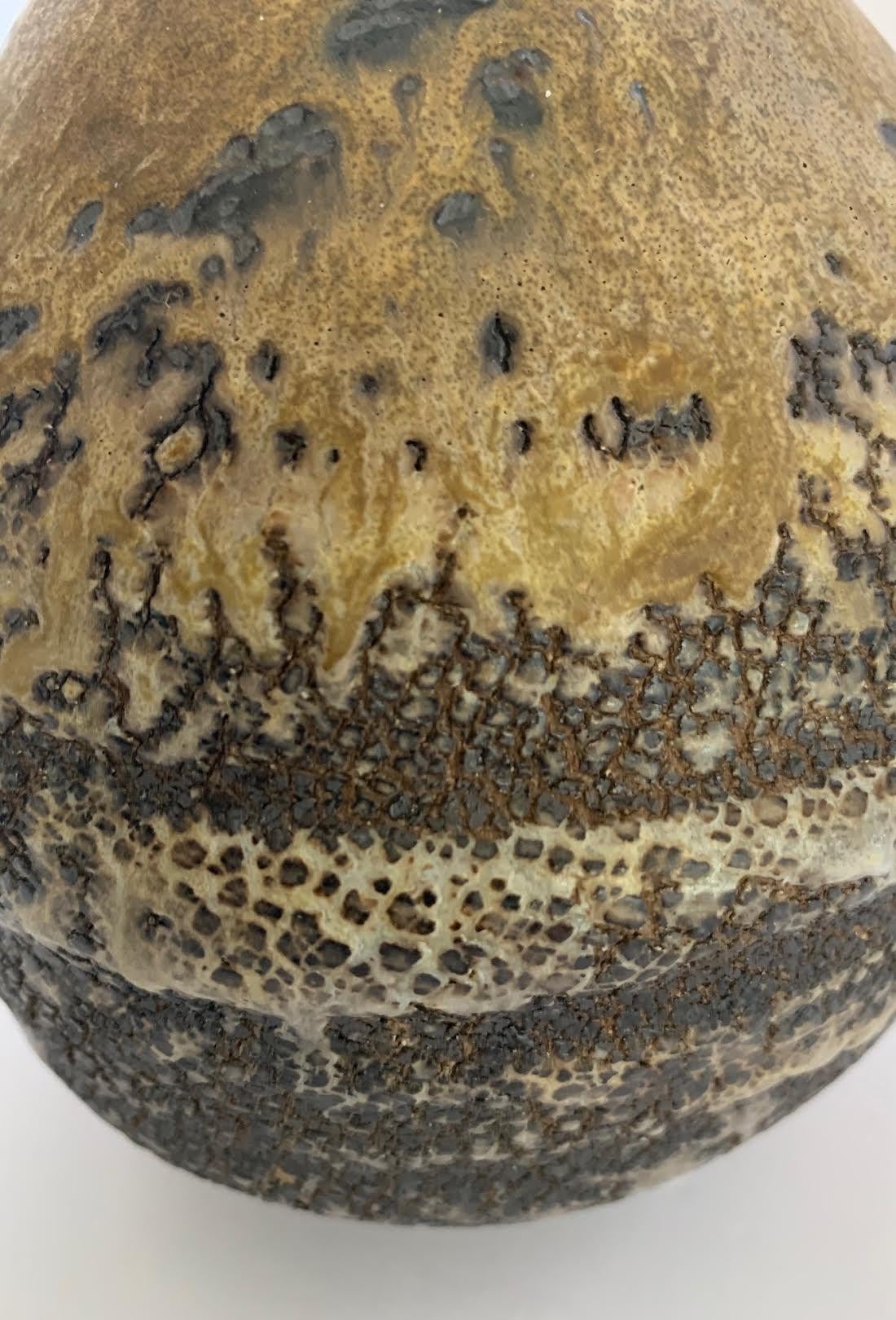 Contemporary Gold and Dark Brown Stoneware Vase, American Ceramic Artist Peter Speliopoulos
