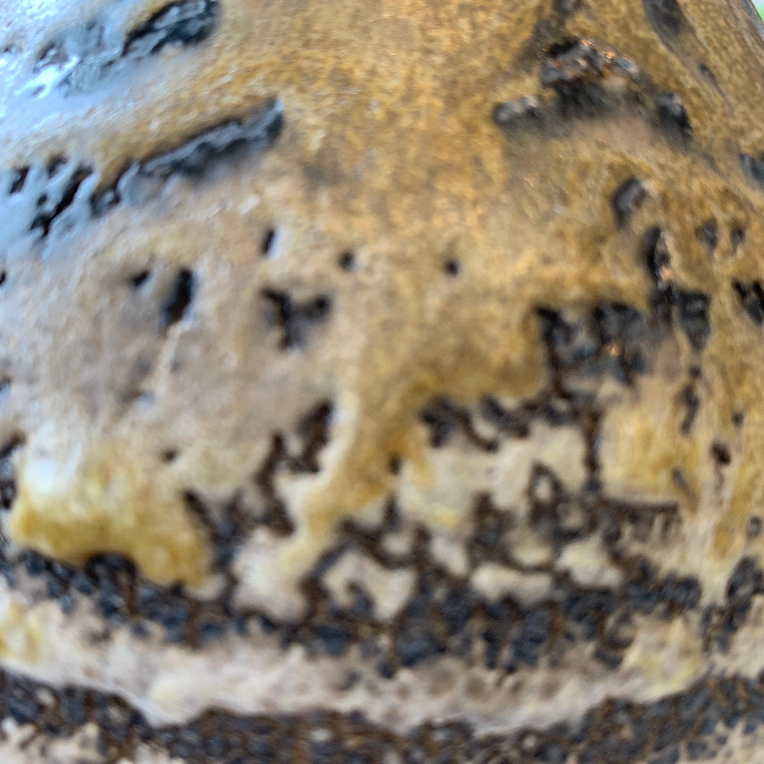 Gold and Dark Brown Stoneware Vase, American Ceramic Artist Peter Speliopoulos 1